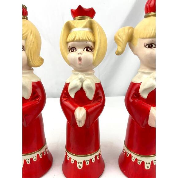 VTG Ceramic Christmas Carolers Candle Holders Lot of 3 Choir Girls 1960s - Picture 8 of 14